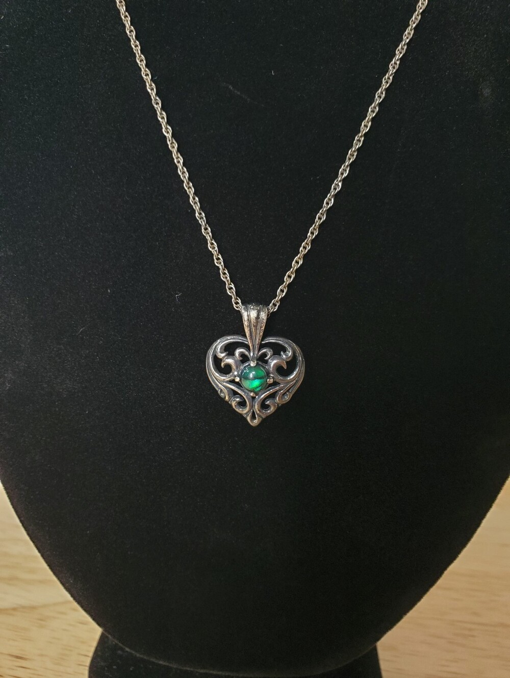 Vintage Kabana Sterling Silver Filigree Heart Necklace